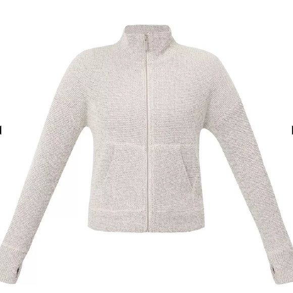 Sweaty Betty Restful Boucle Zip Through L Lily White - Picture 1 of 12